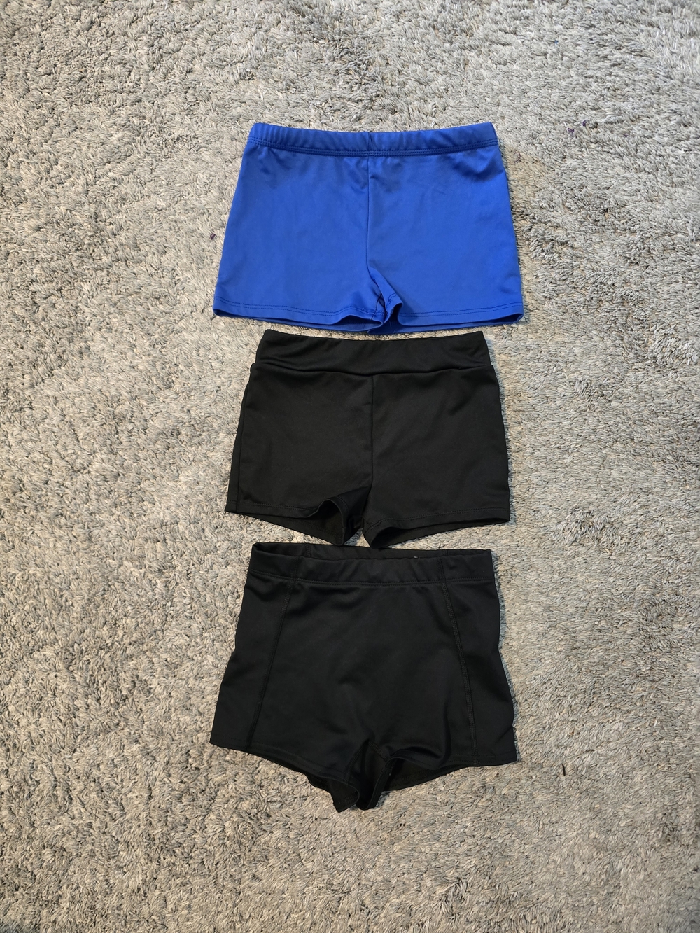 Bundle of Girls Gymnastics Dance or Cheer Shorts Small 2 Black 1 Blue